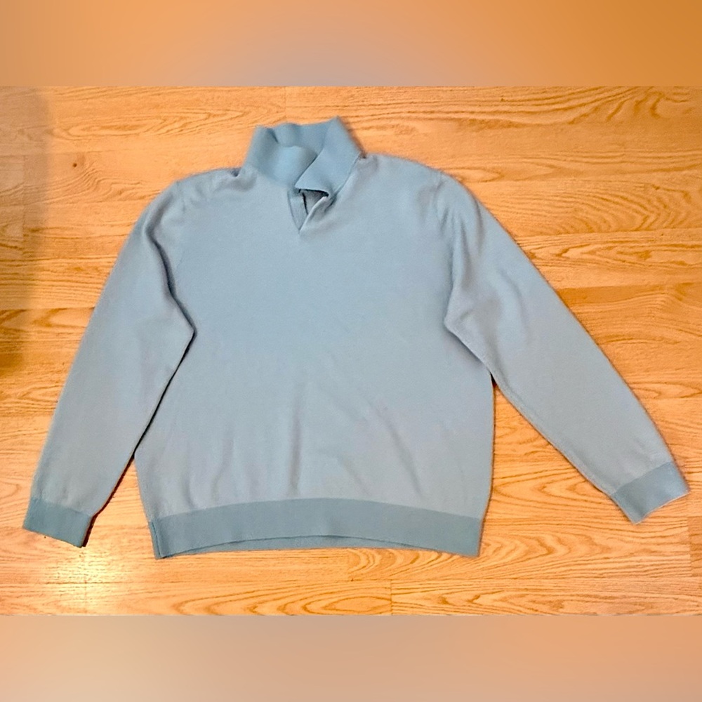 Vince Johnny Collar Wool Cashmere Sweater XL Lightweight Pullover RARE COLOR